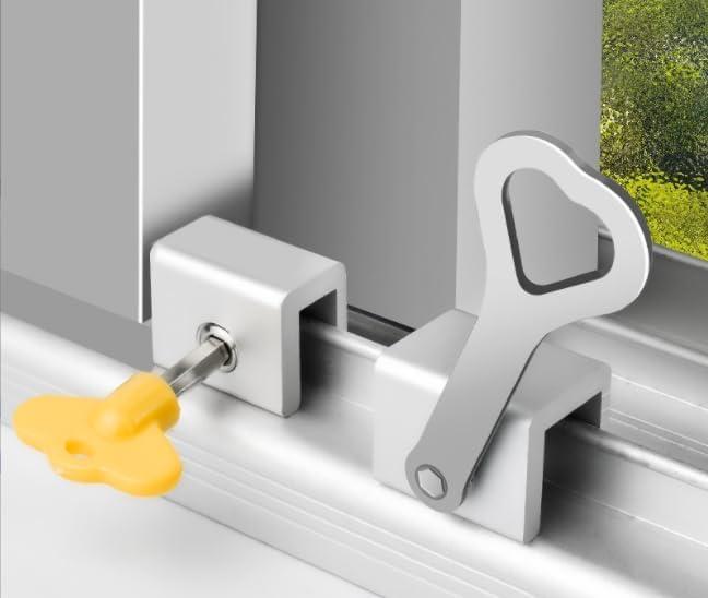 Lock Installation 4 Sets, Easy Installation Without Drilling, Consisting of Metal Lock, Screws, Hinges, and A Screwdriver, Adjustable Security Lock for Home, Office, School