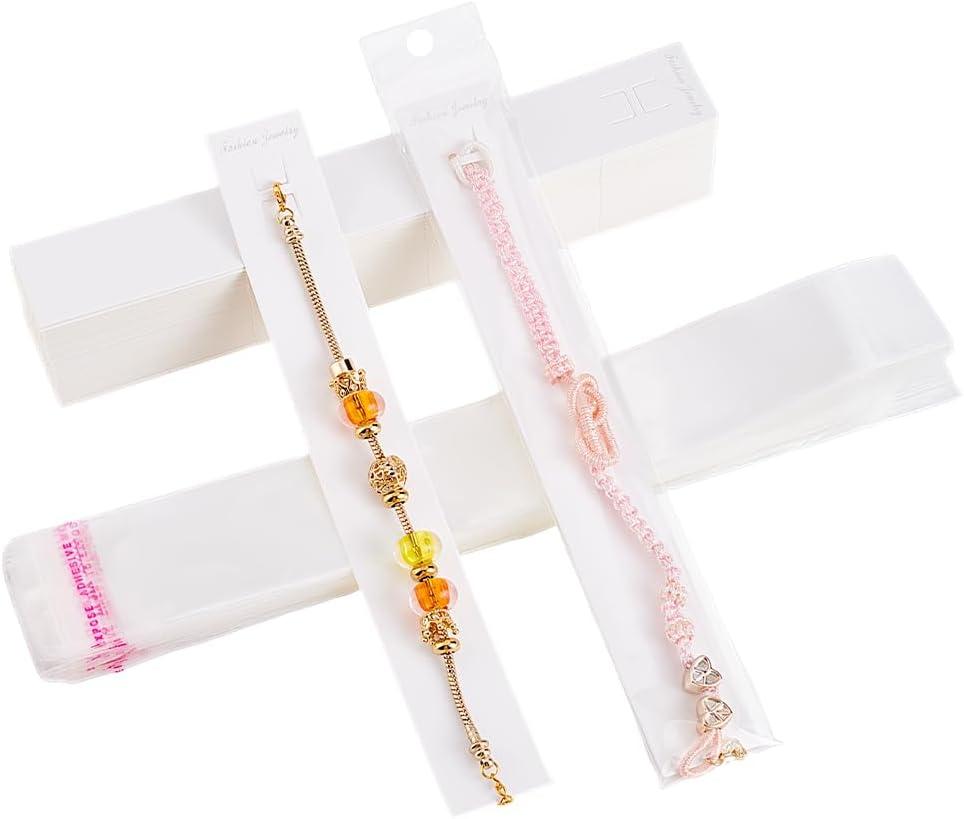 PH PandaHall Necklace Display Card Bracelet Cards Jewelry Cards for Selling with OPP Bags Bracelet Display Cards for Choker Necklace Jewelry Display Packaging Selling (8.2 x 1.1 inch)