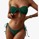 ZAFUL Knotted Bandeau Bikini for Women Strapless Swimsuits High Cut Bathing Suit Sexy Cheeky Tie Side Swimwears, Size S