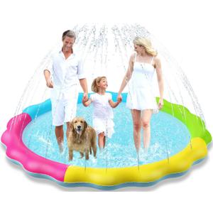 Jasonwell Splash Pad Sprinkler for Kids Splash Play Mat Outdoor Water Toys Inflatable Splash Pad Baby Toddler Pool Boys Girls  Children Outside Backyard Dog Sprinkler Pool Age 1 2 3 4 5 6 7 8 9 XL Nonslip 75"