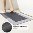 HelloTree 3PCS Bath Mat Rug Rubber Non Slip Quick Dry Rug Sets Super Absorbent Thin Bathroom Rugs Fit Under Door Grey Washable Bathroom Floor Mats for in Front of Bathtub, Shower Room, Sink