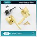 2 Pack Door Handles Gold Interior Door Handle for Bedroom & Bathroom, Keyless Privacy Door Levers, Modern Square Door Handles