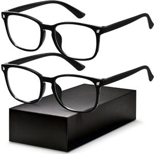 Gaoye Blue Light Glasses for Men - Blocking Square Eyeglasses, Anti UV Ray Computer Gaming Glasses Blue Blockers for Women (Black & Black)
