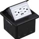 WEBANG Pop Up Floor Outlet Box with 15 Amp Tamper-Resistant Type A & Type C USB 5V/5.0A Recepatacle Outlet, Corrosive Resistant Hardware, ETL Listed, Black