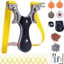 Outdoor Professional Solid Slingshot Set for Hunting Stainless Steel High Velocity Catapult Sling Shot for Adults with 1 Ammo Pouch 100 Slingshots Ammo Balls & 10 Rubber Bands & 4 Target