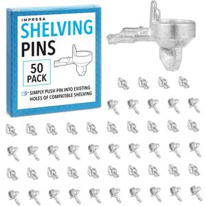 Impresa 3mm Metal Replacement Shelf Pegs - Shelf Support Pegs - Compatible with IKEA Billy Models & Bookshelf Pins - Spare Parts & Cabinet Clips - 3mm, Pack of 50, Silver