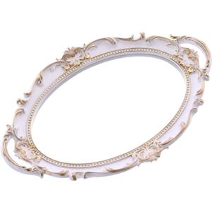 Sooyee Decorative Tray - White and Gold Mirror Tray for Bathroom Vanity, Dessert & Coffee Table, Home Decor with Handle (14" x 9.8" x 1")