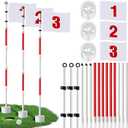 Threehoney 3 Pack Golf FlagStick 6ft Putting Flag Golf Hole Cup Pole Pin Numbered Flags for Driving Range Backyard Yard Course Putting Green and Chipping Greens Gifts