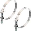 PATIKIL T-Bolt Hose Clamps with Spring, 2 Pack 304 Stainless Steel Adjustable Worm Hose Clamp Working Range 152-160mm(6-6.3") for 6" Hose ID