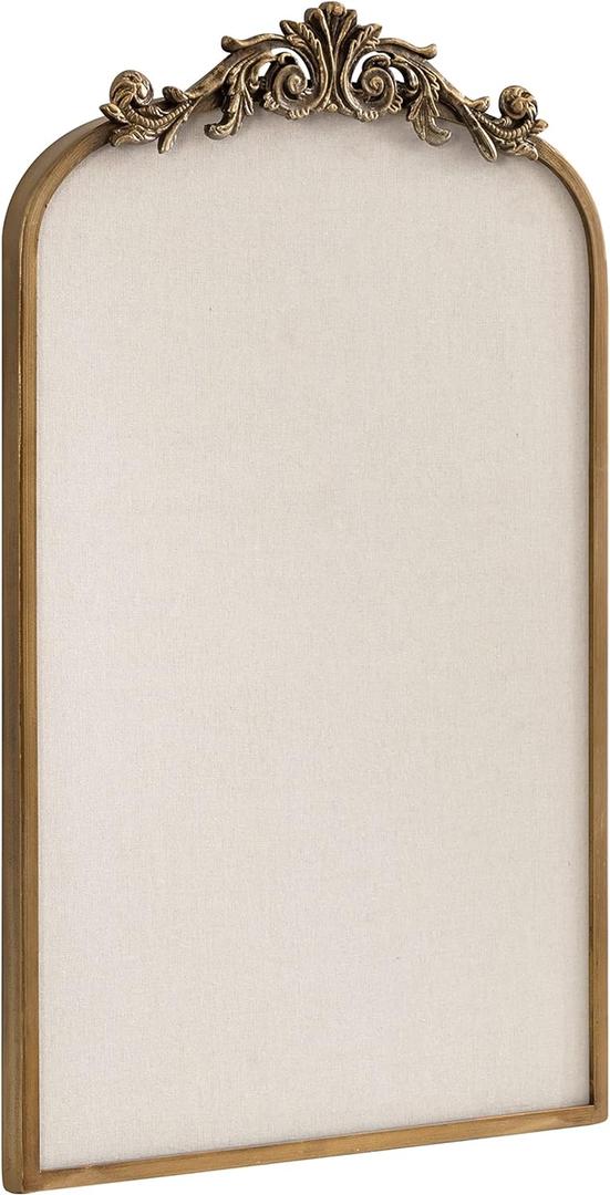 Kate and Laurel Arendahl Arch Pinboard; Gold; 19 x 31; Framed Arched Ornate Vintage Pinboard for Unique Display; Organization; and Decor Options