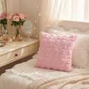 Pink Bow Pillow Covers 18x18 Inch Set of 3 Cute Bowknot Throw Pillow Cover Soft Plush Cushion Covers Aesthetic Pillowcase for Coquette Room Decor