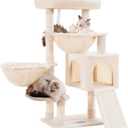 Hey-brother Cat Tree, Cat Tower for Indoor Cats, Cat House with Large Padded Bed, Cozy Condo, Hammocks, Sisal Scratching Posts, Big Scratcher, Beige MPJ006SM (35.4 inch)