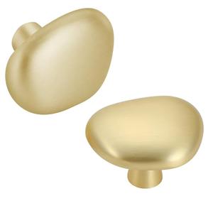 Malimali 10 Pack Brushed Brass Pebble Cabinet Knobs for Dresser Drawers, Gold Cabinet Hardware Knobs for Kitchen Bathroom Cabinets Cupboard Pulls