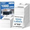 JTIEO Shipping Labels 4" x 6" Thermal Labels 1000 Fanfold Direct Thermal Label Printer Paper, Perforated White with Permanent Adhesive, Compatible with Most Thermal Printers