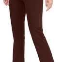 Rammus Womens High Waist Yoga Dress Pants with Pockets Stretch Work Pants for Women Bootcut Leg Slacks for Office Casual (Small, Brown)