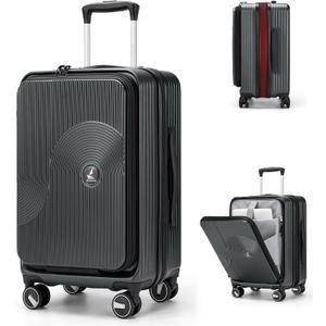RAINSMORE Carry on Luggage Airline Approved, 20 Inch Expandable Hard Sided Carry on Suitcase with Spinner Wheels, Hard Shell Small Rolling Travel Luggages for Women Men with Tsa Lock, Grey
