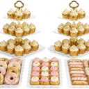 NWK 5 Piece Cake Stand Set with 2 x Large 3-Tier Cupcake Stands, 3 x Appetizer Trays, for Wedding Birthday Baby Shower Tea Party Decorations (Gold)
