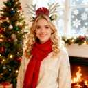 2 x Christmas Headbands for Women Gold Reindeer Antlers Headband for Womens Christmas Headband Holiday Headbands for Women