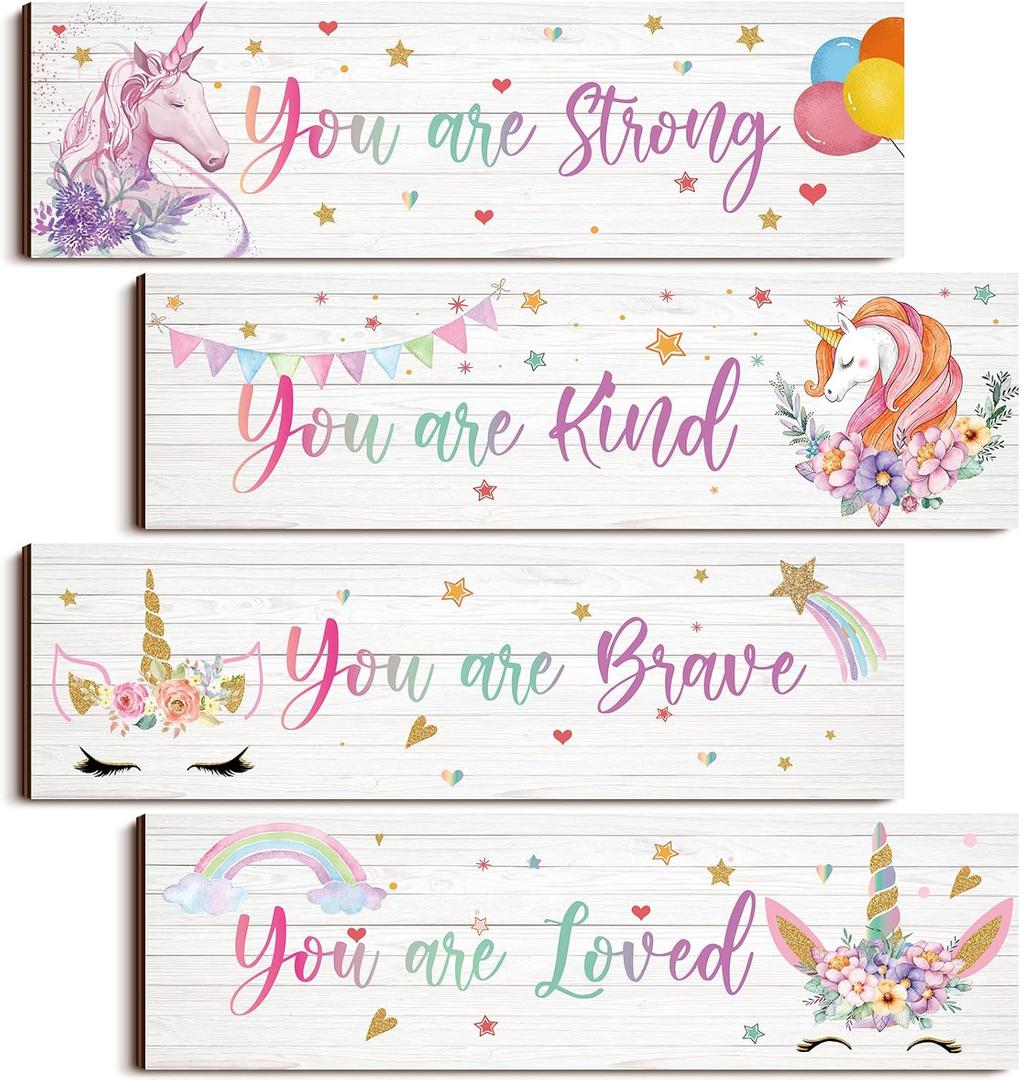 Unicorn Wall Decor Girls Rainbow Wall Art Unicorn Room Decor Rainbow Motivational Inspirational Room Bedroom Decorations
