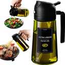 CXINYI - 16oz/470ml Olive Oil Dispenser for Kitchen with Stickers - 2 in 1 Olive Oil Sprayer for Cooking, Air Fryer, and Salad, Black (Light-Proof Kitchen Gadget)