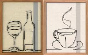 Wine & Coffee Wire Linen Wall Art, 11 x 14 in 