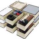 Cupic Cupid Drawer Organizer, Dresser Organizers, Foldabe Drawer Organizer Clothes, Closet Organization and Storage Dividers for Socks, Underwear and Diaper, Set of 12, Beige