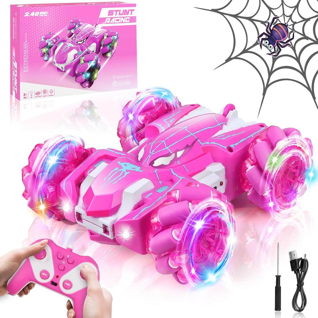 Dolanus Spider Remote Control Car, RC Cars Kids Toys Girls 3-5, Toys for Ages 8-13, Gifts for 3 4 5 6 7 8 10 12 Year Old Girls Kids Toddlers Birthday (Pink)