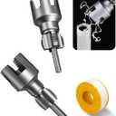 3 Pcs PVC Pipe Threader With Plumber Tape, Heavy Duty 1/2'' & 3/4'' Integrated Internal & External Pipe Threading Tool For Electric Drill Compatible, 2 in 1 Dual-Function DN15 PVC Pipe Thread Kit