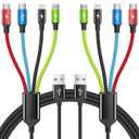 Cruise Essentials 2026 4 in 1 Multi Charging Cable [2Pack 5FT], Tangle Free USB C Car Charger Cable Nylon Braided with 2 USB-C/IP/Micro, Travel Charging Cords for iPhone Android iPad and More