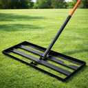Lawn Leveling Rake, 30"x10" Leveling Rake with 78 Inch Adjustable Handle, Stainless Steel, for Backyard, Garden, Golf Course, Farm Pasture, Professional Lawn Care Tool - Orange