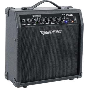 Rockville G-AMP 20W Guitar Amplifier Combo, Bluetooth, Delay, Dual Inputs, Compact Design, Lightweight, Portable, Perfect for Practice and Small Gigs