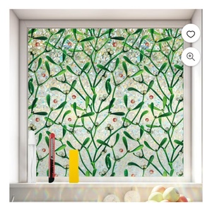 Countewol Window Privacy Film Stain Glass Window Film Rainbow Window Film Window clings Non-Adhesive Reusable Decorative for Room (Mistletoe Rainbow, 45.2 x 78.7 in)