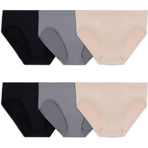 Fruit of the Loom Women's No Show Seamless Underwear, Amazing Stretch & No Panty Lines, Plus Size (5, Bikini - 6 Pack - Assorted Color Neutrals)