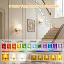 Battery Operated Wall Sconces Set of 2, Gold 10000mAh Rechargeable Dimmable LED Bulb, 15 Colors & Remote, with Fabric for Bedroom Living Room Hallway Staircase Decor