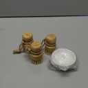 Bamboo Dish Scrub Brushes,Kitchen Wooden Cleaning Scrubbers Set for Washing Cast Iron Pan/Pot, Natural Sisal Bristles, Set of 3 (Regular size)