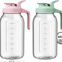 2 Pack - 64oz Glass Breast Milk Pitcher with Lid & Spout, Leakproof Mason Jar Breastmilk Pitcher - Wide Mouth, Airtight 2 Quart Water Jug for Milk Storage, Breastmilk, Sun Tea, Iced Coffee, Juice