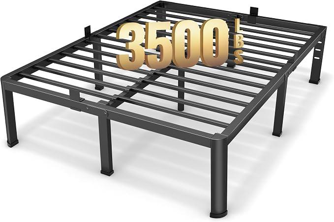 Superay 20 Inch Full Size Metal Platform Bed Frame with Round Corners Leg
Storage Space Under High Bed Frame, Heavy Duty Steel Slats Support, Noise Free, Easy Assembly, No Box Spring Needed, Black