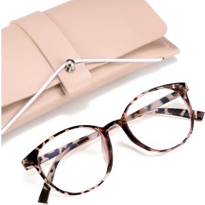 miyya Blue Light Blocking Glasses Women, Fashion Round Transparent Anti Blue Light Glasses with Anti Eyestrain & UV Glare (Brown)