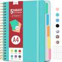 Large Spiral Lined Notebooks for Work With Removable Dividers & Tabs, 8.5"x11" Hardcover 5 Subject Notebook for Note Taking & Organizer, A4 College Ruled Journal for Women & Writing, Aquamarine, 280 Pages