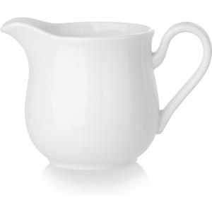 8 OZ Small Ceramic Creamer with Handle, Coffee Milk Creamer Pitcher White Serving Sauce Pitcher for Kitchen