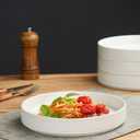 famiware Nebula Pasta Bowls for 4, 8.75 inch Salad Bowl Sets, Large Wide Bowls for Serving Dinner, White