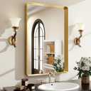 Easly 36 x 24 Inch Gold Bathroom Mirror for Wall,Aluminum Alloy Frame Rectangular Wall Mounted Mirror for Farmhouse Decor Horizontal or Vertical Ideal for Bedroom, Living Room