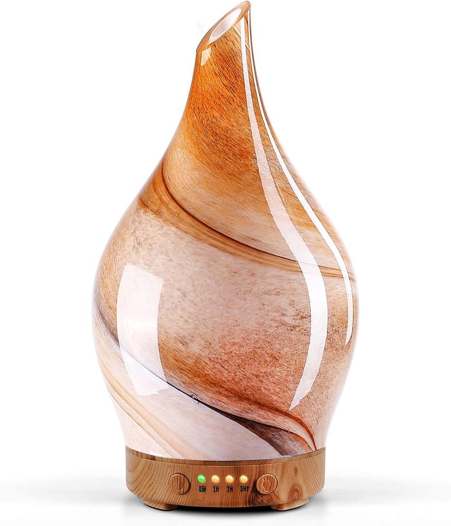Porseme 150ml Essential Oil Diffuser Glass Color Changing Aroma Air Diffusers Aromatherapy Ultrasonic Cool Mist Humidifier 6 Running Hours Waterless Auto-Off for Sleeping Yoga Office Spa