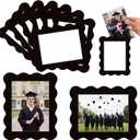 Kingdder 12 Pcs Graduation Scalloped Magnetic Picture Frame for Refrigerator 4 x 6 Black Reusable Picture Frame Magnets Decorative Photo Holders for Fridge Home School Office Kitchen Locker Decor