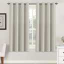 H.VERSAILTEX Blackout Room Darkening Thermal Insulated Grommet Window Curtains for Living Room,Grommet Top,Ivory/Cream Pattern,52x63-inch, Sold by 2 Panels