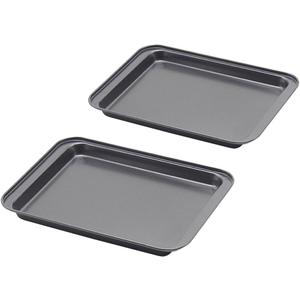 Little Small Baking Sheets Nonstick Set of 2 (9.5inch X 7.1inch)  SS&CC 8 Inch Nonstick Baking Toaster Oven Tray Cookie Sheets, 1 or 2 Person Household