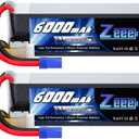 Zeee 6S Lipo Battery 6000mAh 22.2V 100C with EC5 Connector Soft Pack RC Battery for RC Car Truck RC Airplane Helicopter Quadcopter Boat (2 Packs)