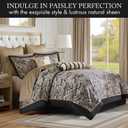Madison Park Jacquard Queen Comforter Set with Cotton Sheets, Black, 12pc
Faux Silk Paisley , Down Alternative, Machine Washable, Wrinkle Resistant, Cozy Bedding Set, Bed in a Bag, All Season