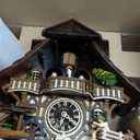 Engstler Quartz Cuckoo Clock Black Forest House with Moving Wood Chopper and Mill Wheel, with Music EN 496 QMT