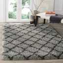 8ft x 10ft Shaggy Area Rugs for Bedroom, Modern Geometric Fluffy Living Room Carpet, Black & Gray
